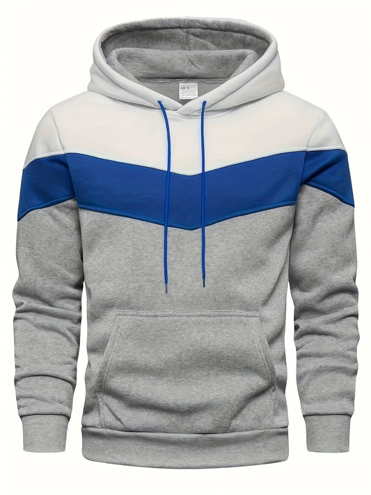 Ethan | Color Block Print Hoodie met Kangaroo Pocket voor Herfst en Winter