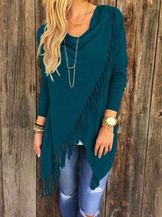 Roosie - Trendy Asymmetrische Trui met Franjes