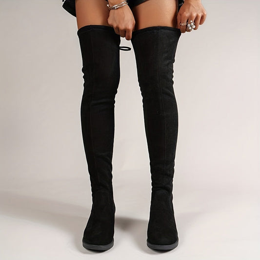 Sara - Dames Chelsea Laarzen, Effen Kleur, Blokhak, Comfortabele Stretch Laarzen