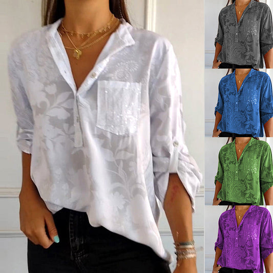 Floré Shirt | Elegante bedrukte blouse met voorzak