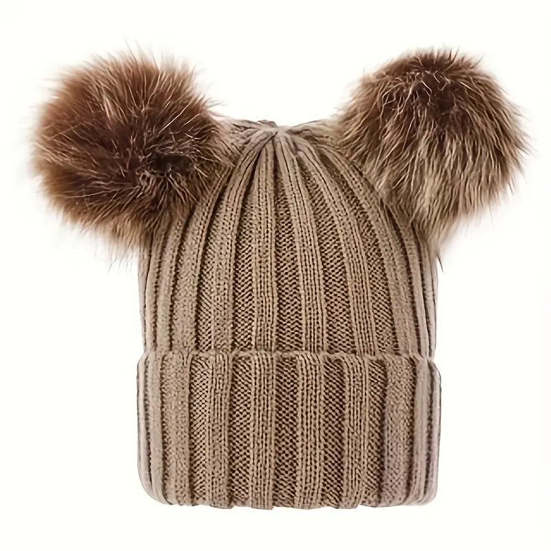 Dames winter muts met pompoms