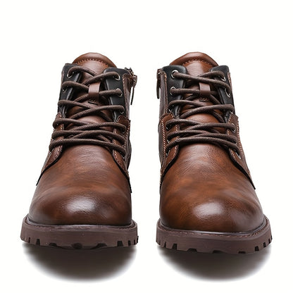 Lucas | Retro Vintage Stijl Casual Enkellaarzen met Rits en Veters