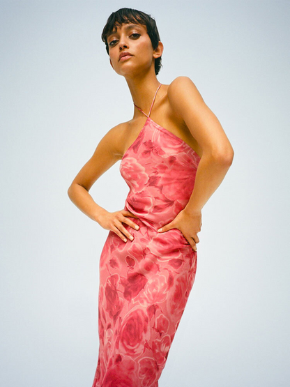 Victoria | Elegante Roze Jurk met Schouderbanden