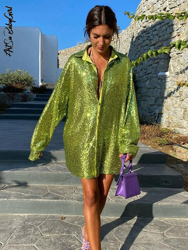 GlitteryShirt: Oversized Blouse Voor Dames