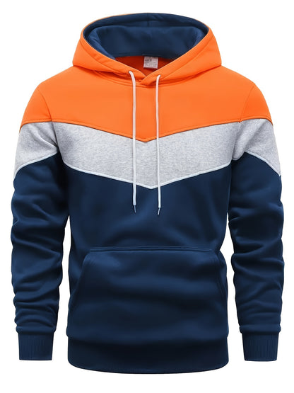 Ethan | Color Block Print Hoodie met Kangaroo Pocket voor Herfst en Winter