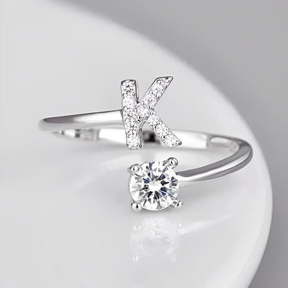 Crysta LetterRings | ring met letter van verguld zilver