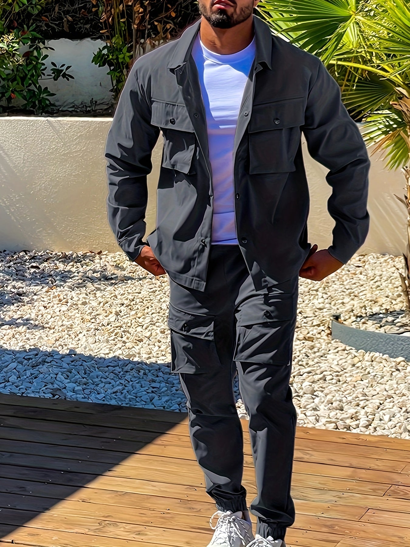 Liam | 2-Delige Outdoor Outfit met Button-Up Jacket en Drawstring Broek