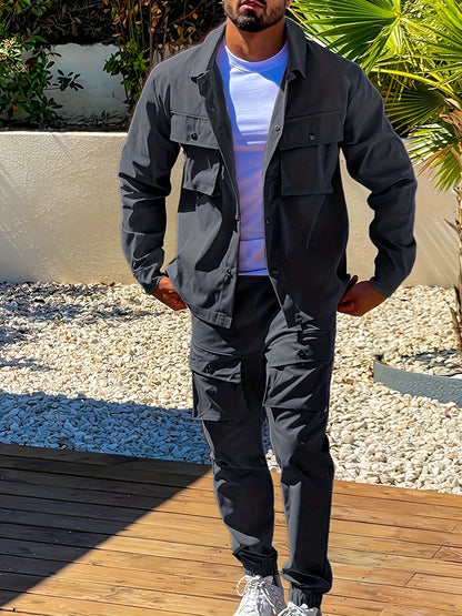 Liam | 2-Delige Outdoor Outfit met Button-Up Jacket en Drawstring Broek
