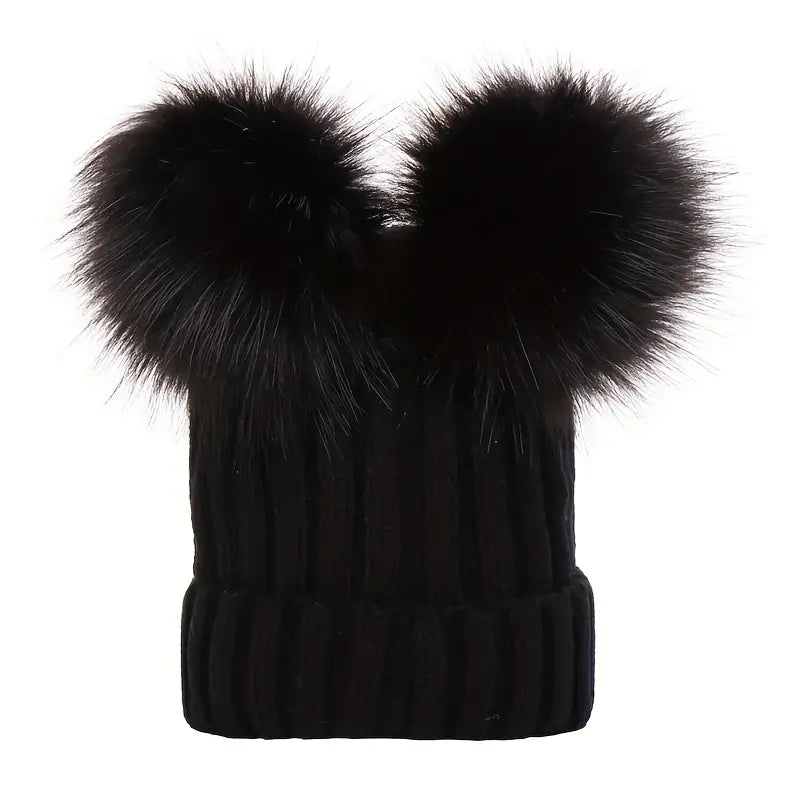 Dames winter muts met pompoms