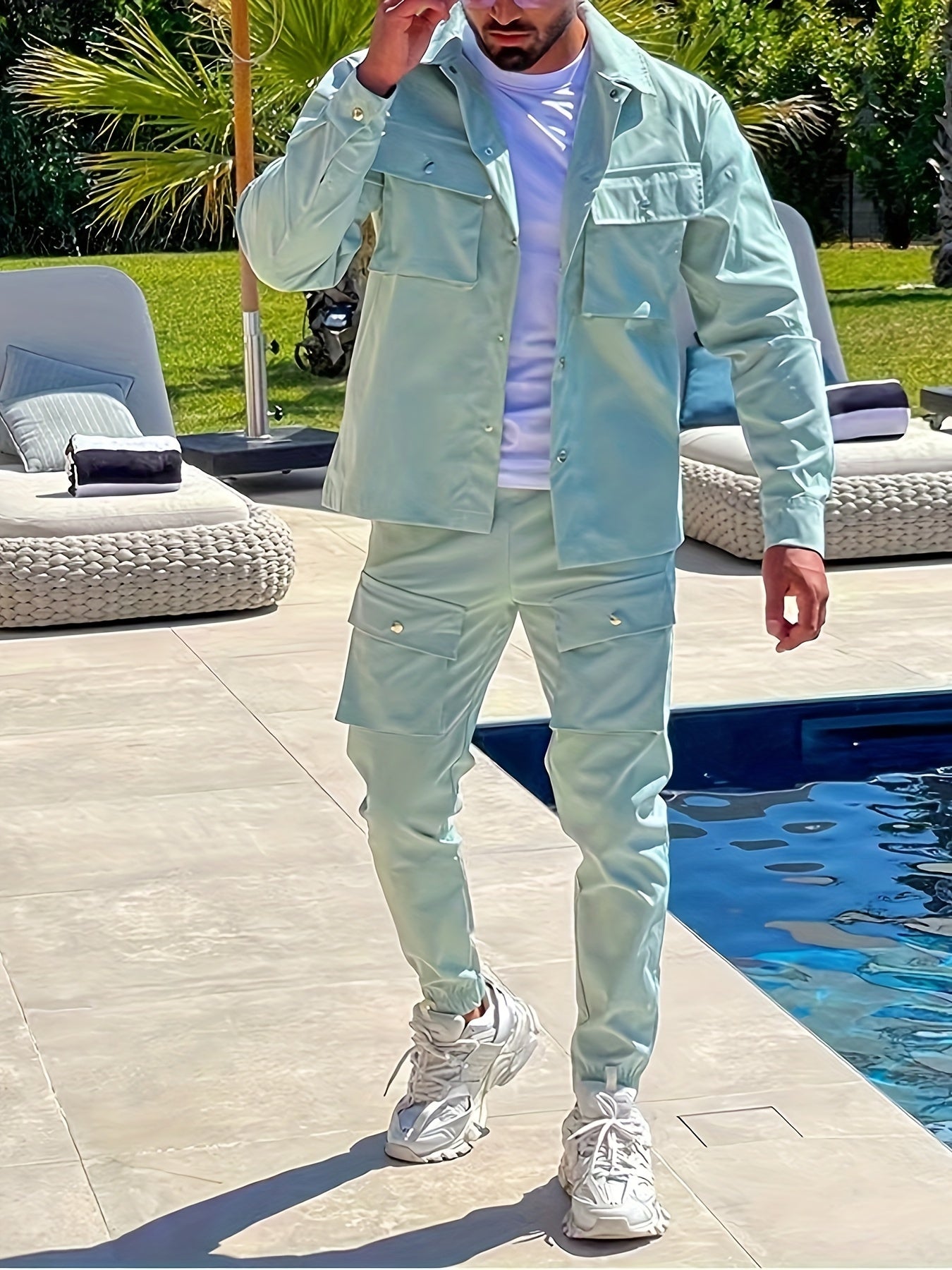 Liam | 2-Delige Outdoor Outfit met Button-Up Jacket en Drawstring Broek