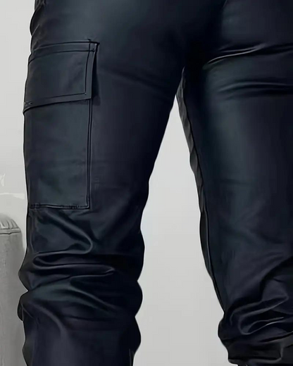 Amayra Leren Broek | Casual zwarte cargo broek