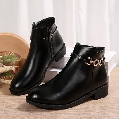 Mila - Chique Dames Chelsea Enkellaarzen, Effen Kleur, Platte Hak, Ritssluiting, Herfst Collectie
