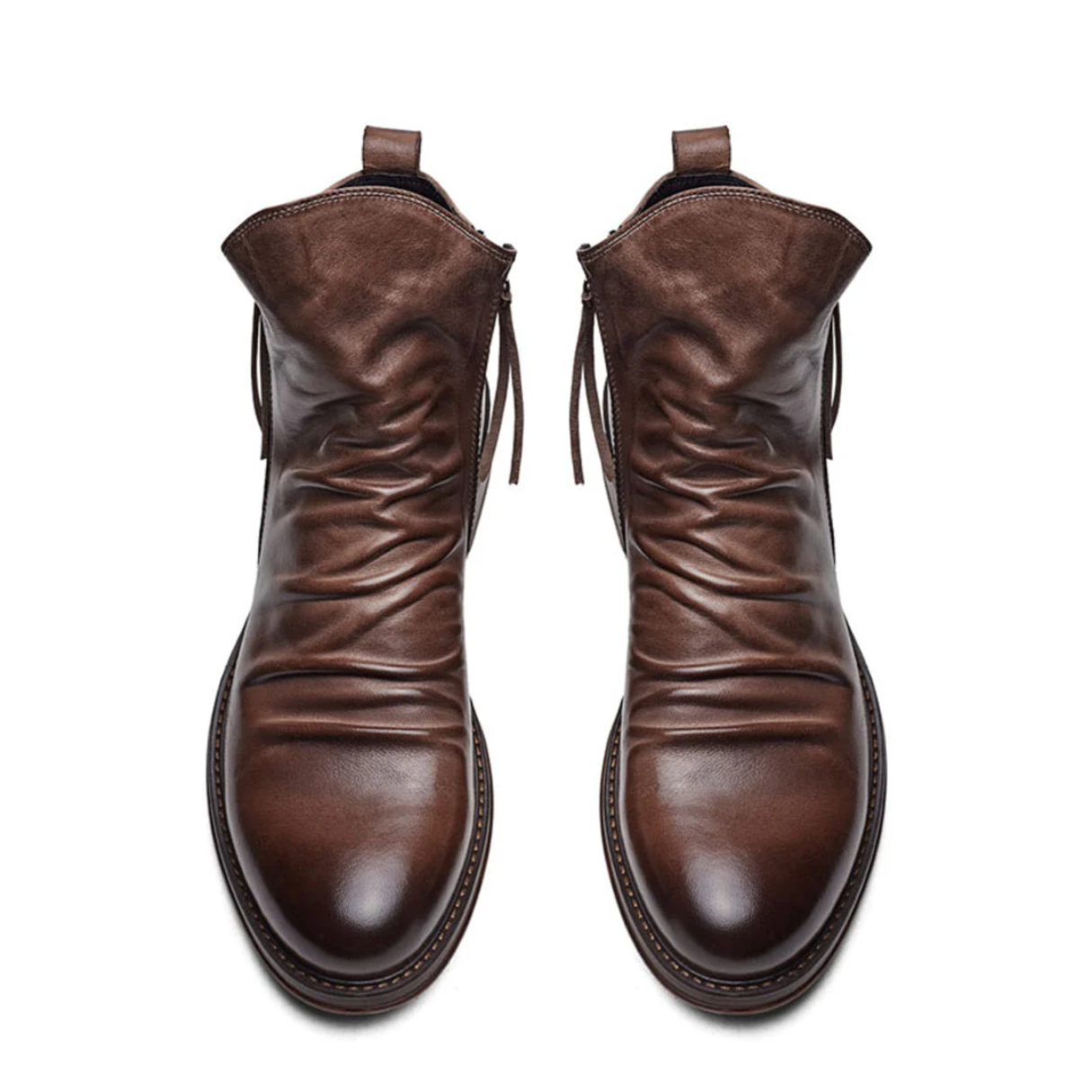 LuxeMax - Heren Enkelboots van Echt Leer met Rits en Lage Hak, Stijlvolle Schoenen