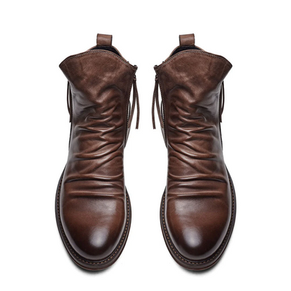 LuxeMax - Heren Enkelboots van Echt Leer met Rits en Lage Hak, Stijlvolle Schoenen