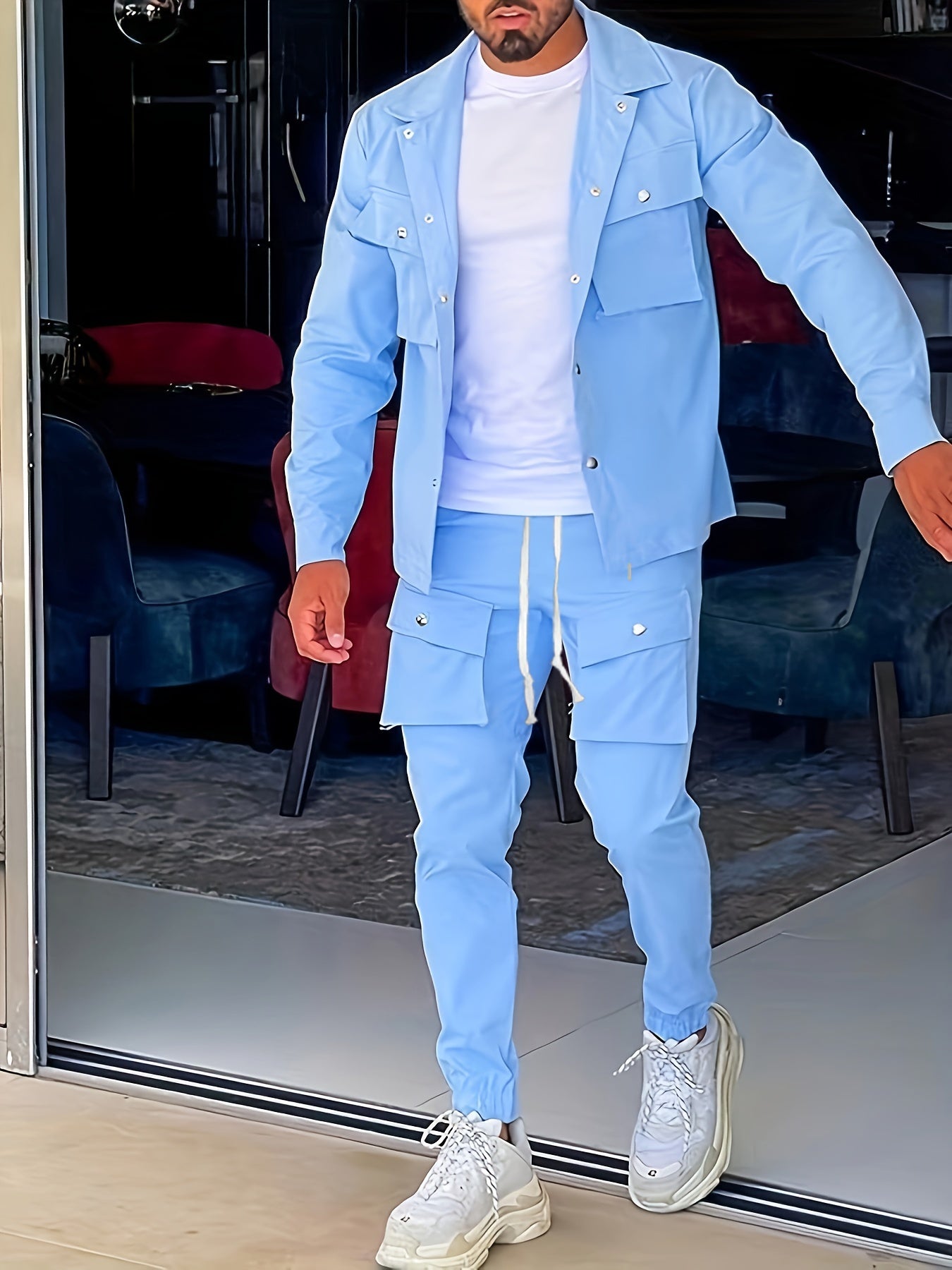 Liam | 2-Delige Outdoor Outfit met Button-Up Jacket en Drawstring Broek