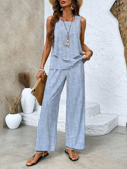 Isabella | Stijlvolle Zomerse Set met Print en Wijde Pijpen