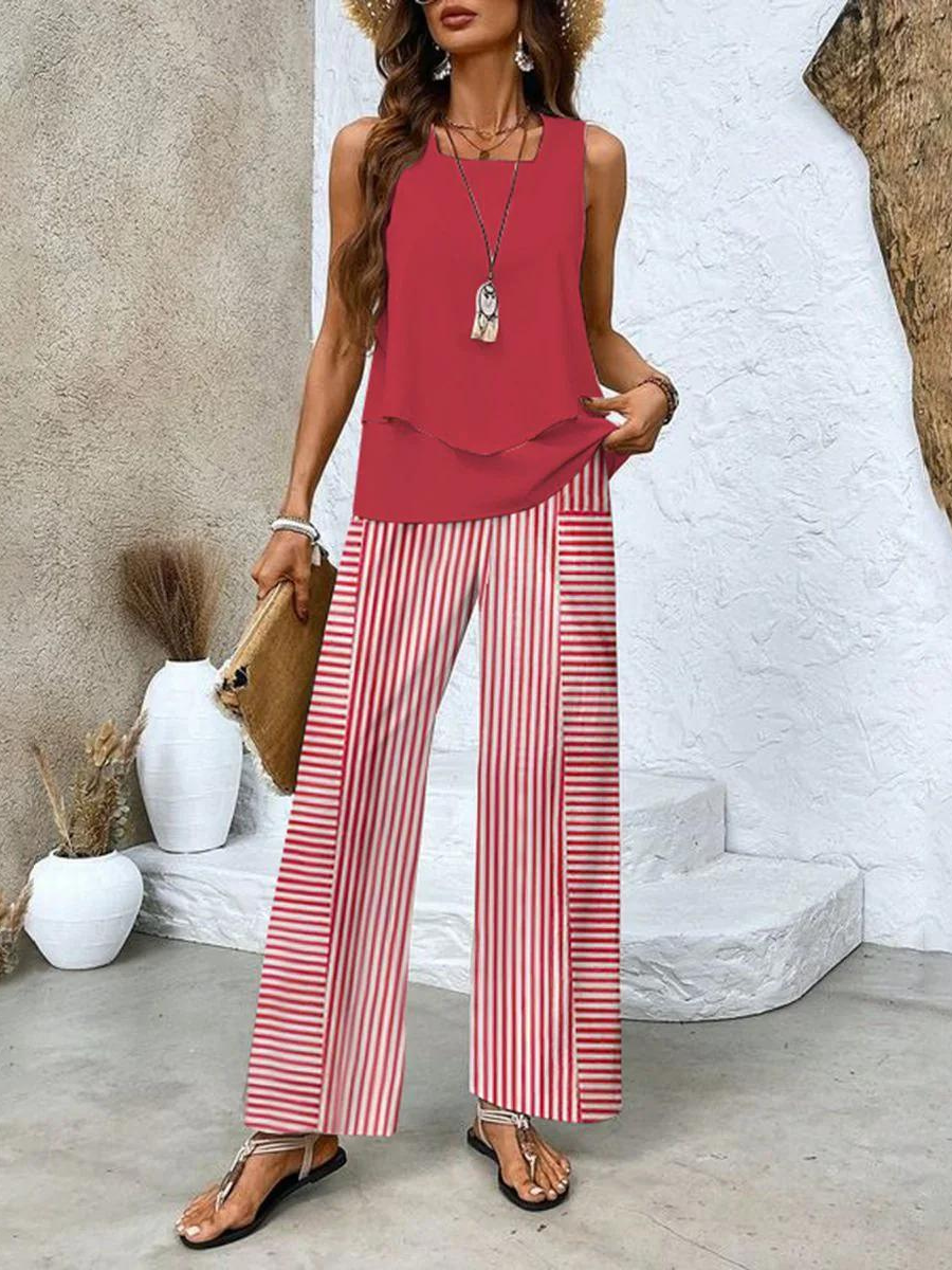 Isabella | Stijlvolle Zomerse Set met Print en Wijde Pijpen