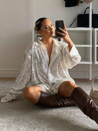 GlitteryShirt: Oversized Blouse Voor Dames