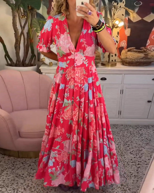 Rosa | Jurk met bloemenprint V-hals