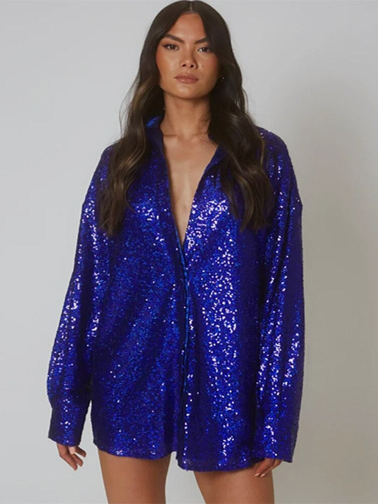 GlitteryShirt: Oversized Blouse Voor Dames