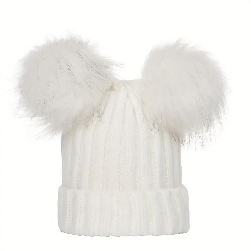 Dames winter muts met pompoms