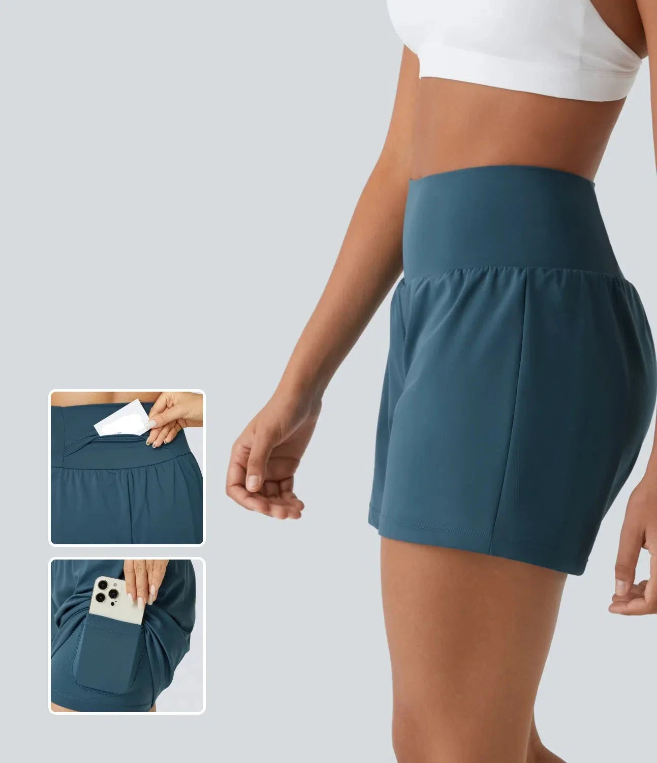 Hilara | 2-in-1 yogashort met hoge taille, achterzak en zijzak