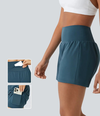 Hilara | 2-in-1 yogashort met hoge taille, achterzak en zijzak
