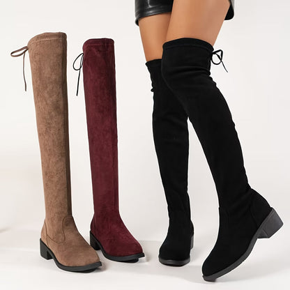 Sara - Dames Chelsea Laarzen, Effen Kleur, Blokhak, Comfortabele Stretch Laarzen