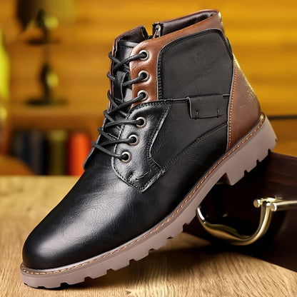 Lucas | Retro Vintage Stijl Casual Enkellaarzen met Rits en Veters