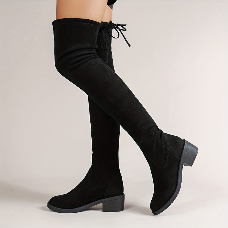 Sara - Dames Chelsea Laarzen, Effen Kleur, Blokhak, Comfortabele Stretch Laarzen
