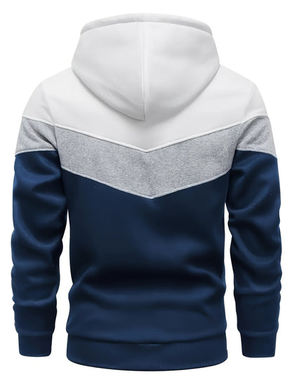 Ethan | Color Block Print Hoodie met Kangaroo Pocket voor Herfst en Winter