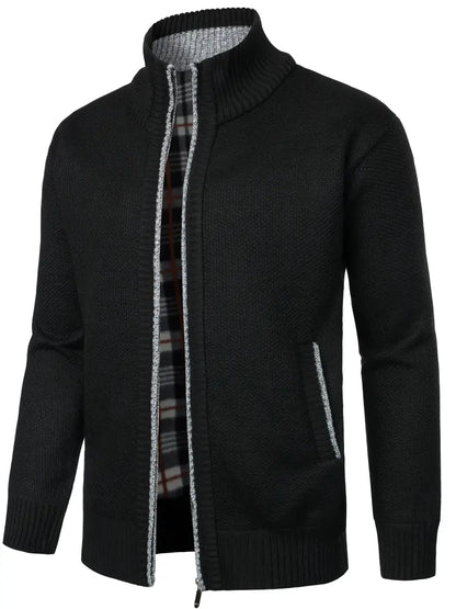 Oliver | Casual Full-Zip Cardigan met Patchwork en Thermische Regular Fit