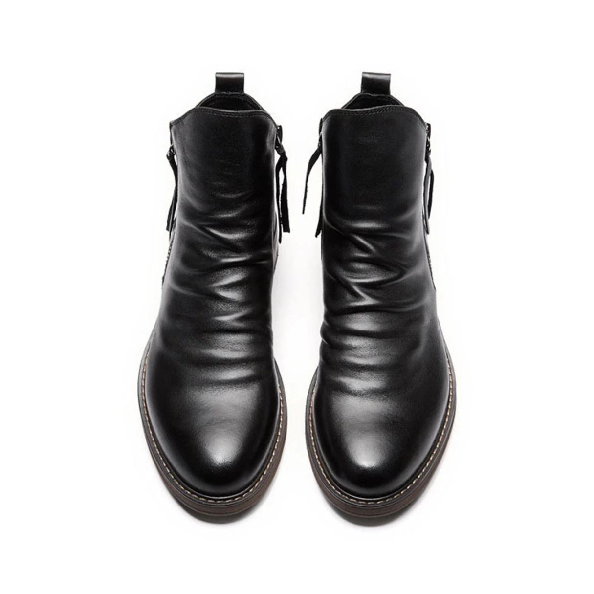 LuxeMax - Heren Enkelboots van Echt Leer met Rits en Lage Hak, Stijlvolle Schoenen