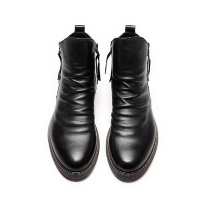 LuxeMax - Heren Enkelboots van Echt Leer met Rits en Lage Hak, Stijlvolle Schoenen