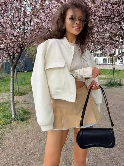 Charlotte Bomberjas Vrouw | Dames Winterjas | Baseball Herfstjas Beige