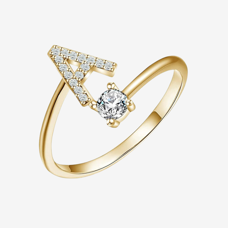 Crysta LetterRings | ring met letter van verguld zilver