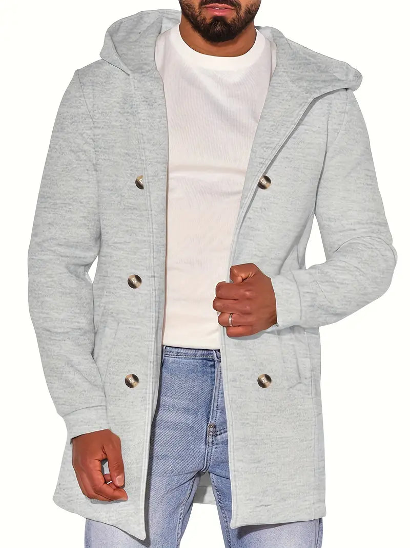 Max | Casual herenjacke met kapuze en dubbele rij knopen