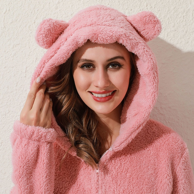 Winter Pluche Jumpsuit | Gevoerde Lange Mouw Pyjama