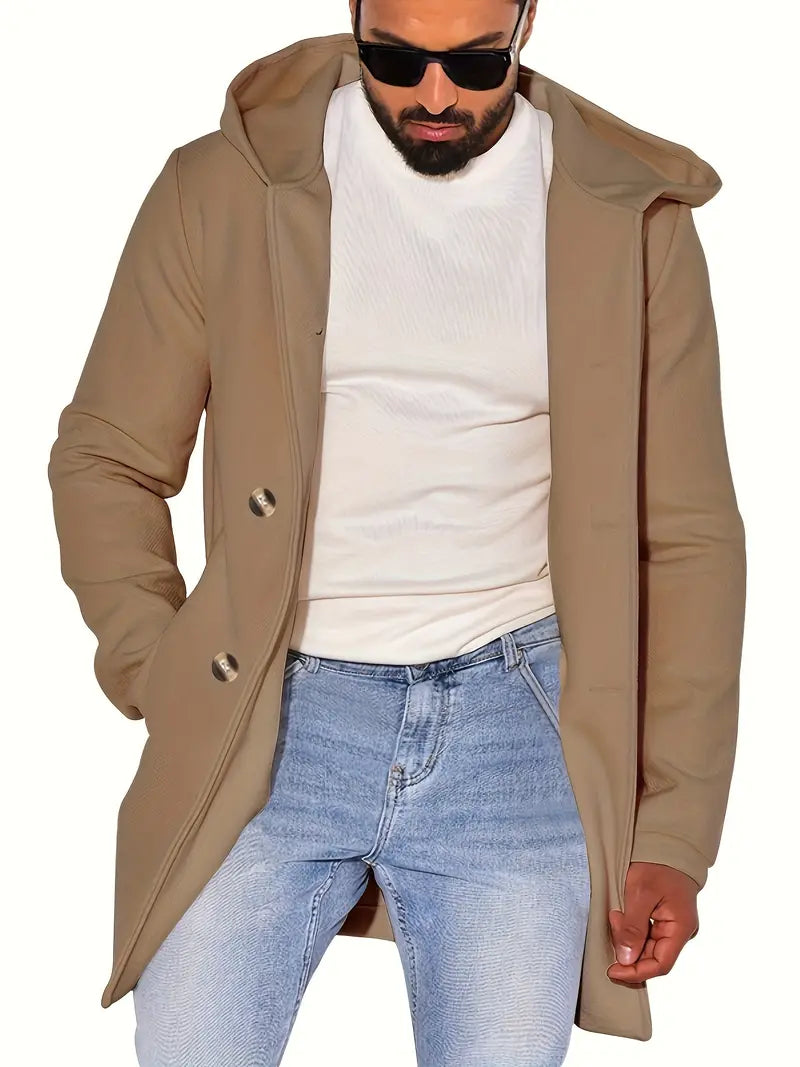 Max | Casual herenjacke met kapuze en dubbele rij knopen