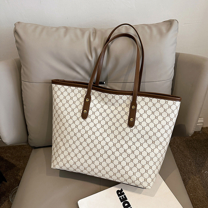 Amber | Retro Draagtas met Geometrische Print en Grote Capaciteit