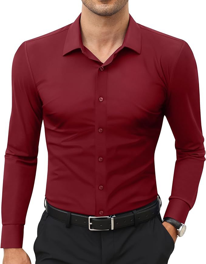 Simon | Basic Slim Fit Stretch Overhemd voor Herfst en Lente