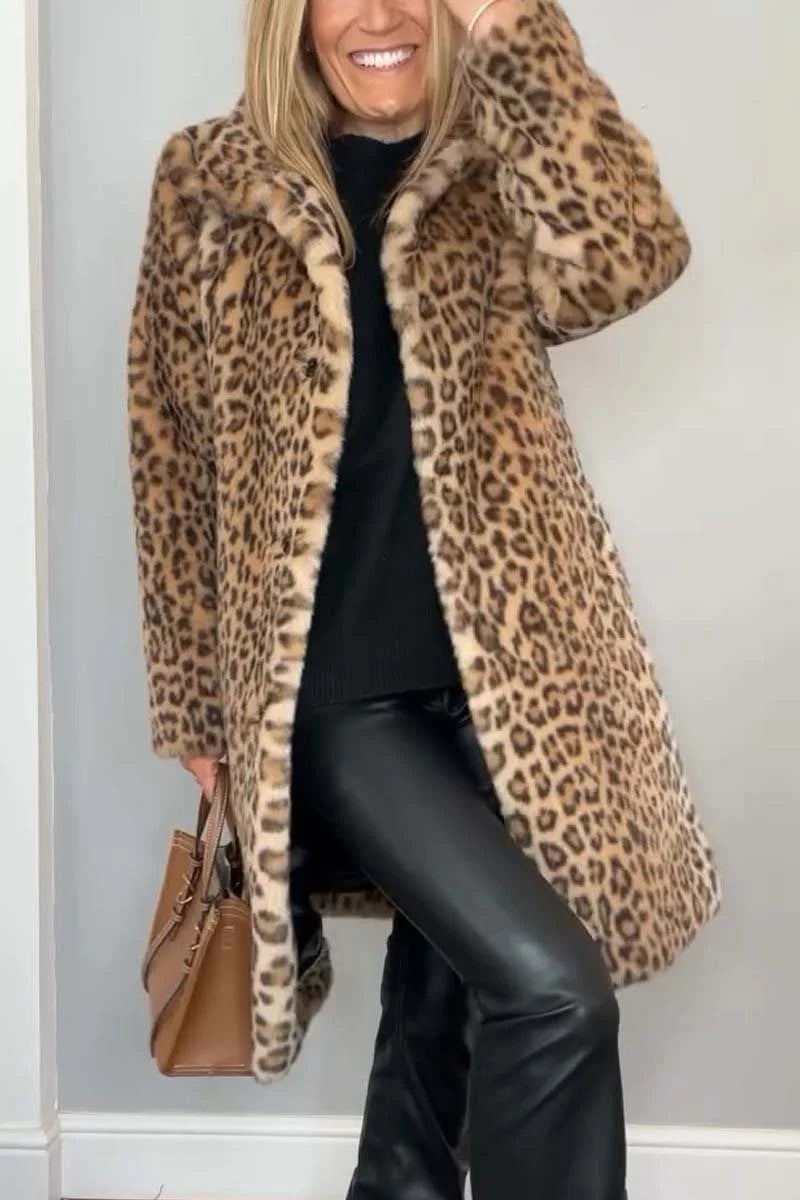Emmy | Klassieke Dames Winterjas met Luipaardprint