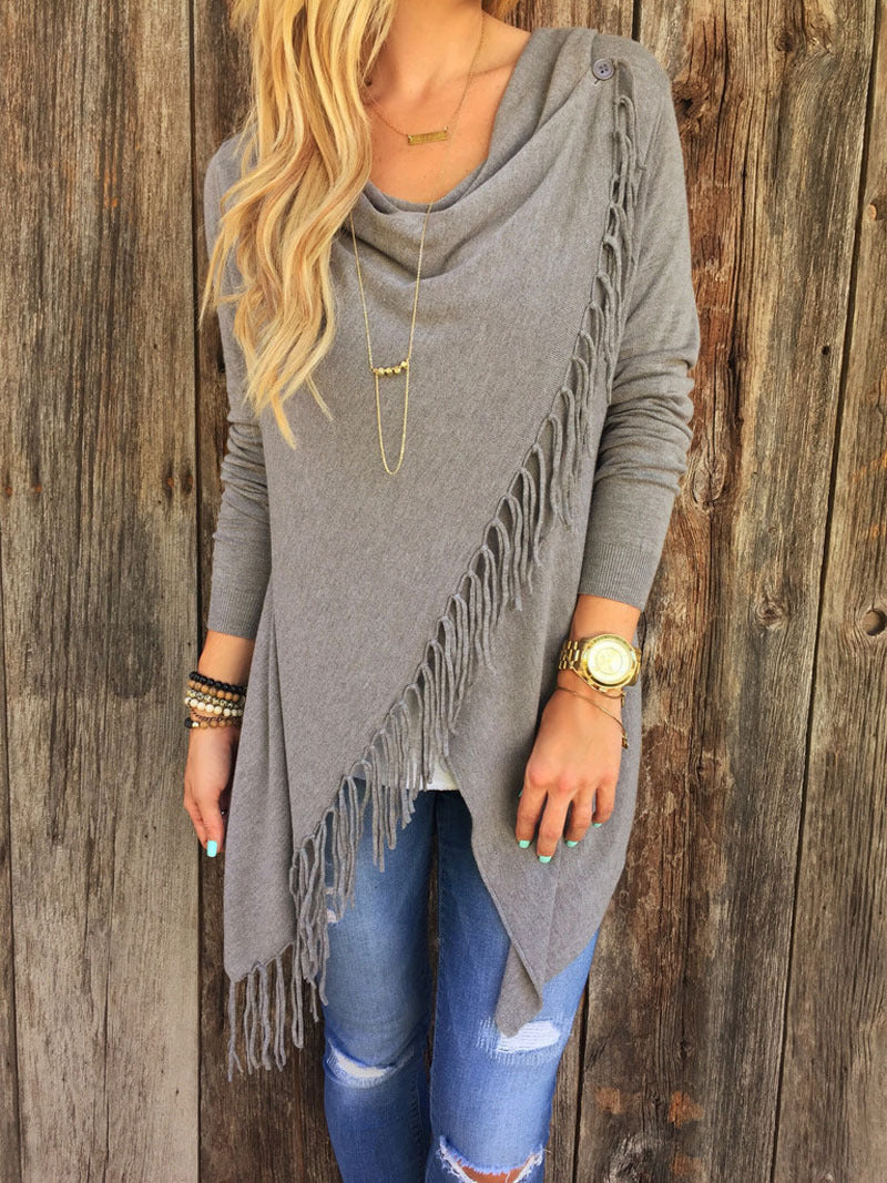 Roosie - Trendy Asymmetrische Trui met Franjes
