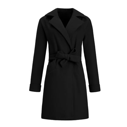 Elise | Elegante Lange Double-Breasted Wol-Look Jas voor Dames