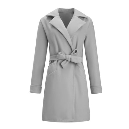 Elise | Elegante Lange Double-Breasted Wol-Look Jas voor Dames
