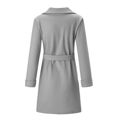 Elise | Elegante Lange Double-Breasted Wol-Look Jas voor Dames