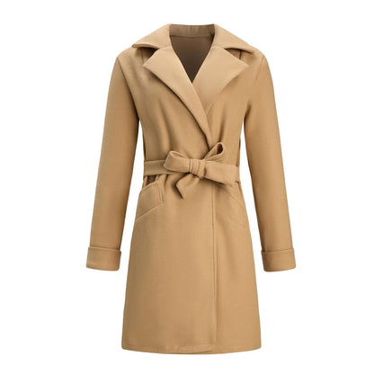 Elise | Elegante Lange Double-Breasted Wol-Look Jas voor Dames