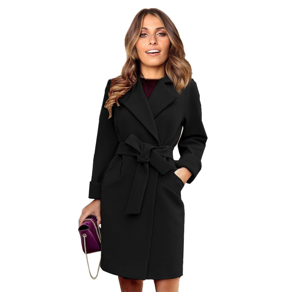 Elise | Elegante Lange Double-Breasted Wol-Look Jas voor Dames