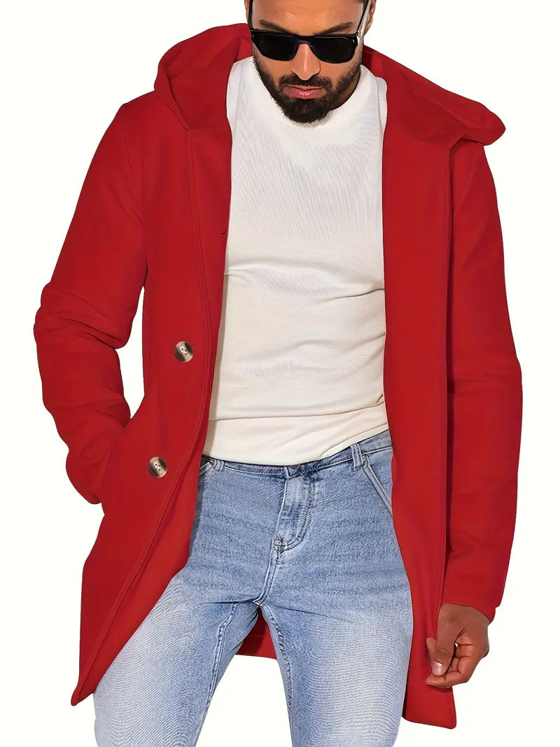 Max | Casual herenjacke met kapuze en dubbele rij knopen