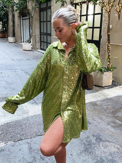 GlitteryShirt: Oversized Blouse Voor Dames